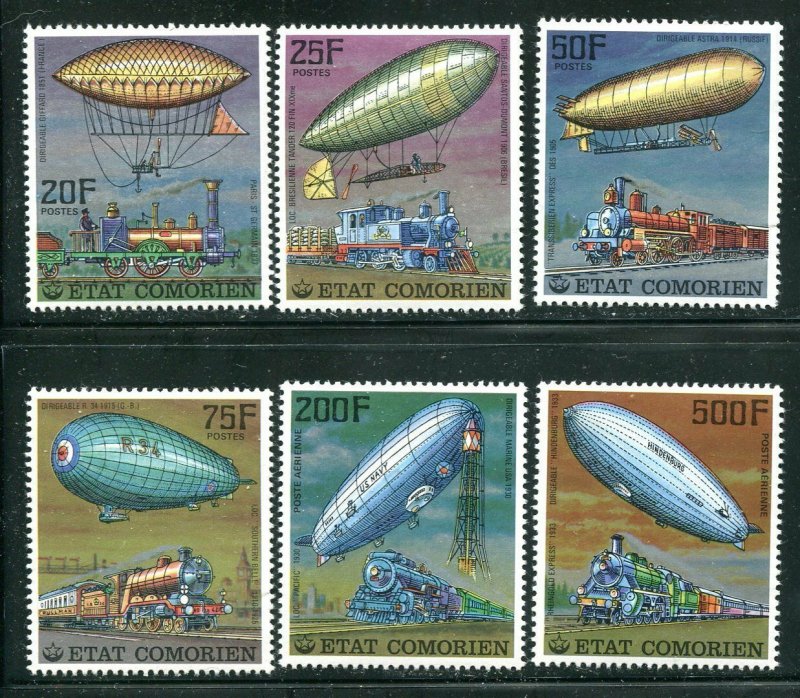 Comoro Islands 247 - 252 Airships MNH Complete Set 1977 Graf Zeppelin 