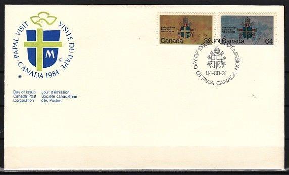 Canada, Scott cat. 1030-1031. Pope John Paul II issue on a First day cover. ^