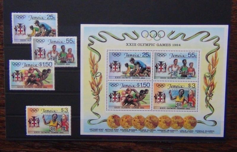 Jamaica 1984 Olympic Games Los Angeles set & Miniature Sheet MNH