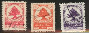 LEBANON Scott 210-212 used 1948 cedar tree stamps