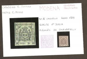 Modena  Sassone # 16  Mint,   Authenticated