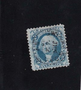 US: 2c Bank Check, Sc #R5c, Used, Nice Hand Stamp (43828)