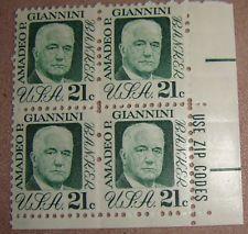 SCOTT # 1400 21 CENT PLATE BLOCK GIANNINI GEM MINT NEVER HINGED STUNNING !!