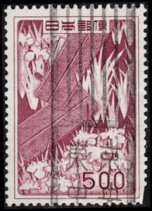 Japan 609 - Used - 500y Bridge / Irises (1955) (cv $0.60)