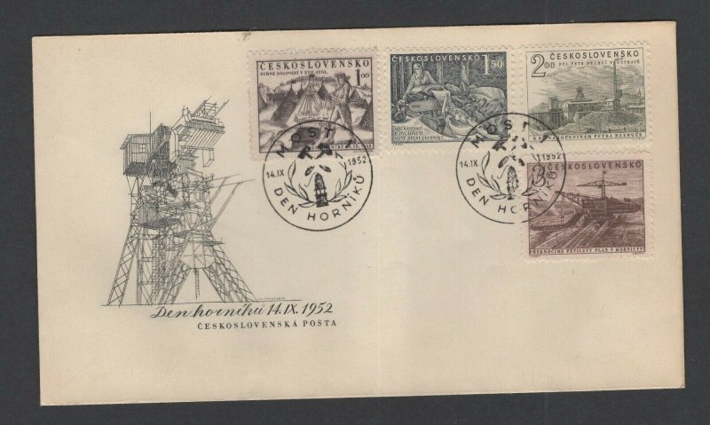 Czechoslovakia #548-51 (1952 Miner's Day set)  unaddressed cachet FDC