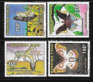 Burkina Faso 1996 Butterflies and insects Sc 1065-1068 MNH A2867