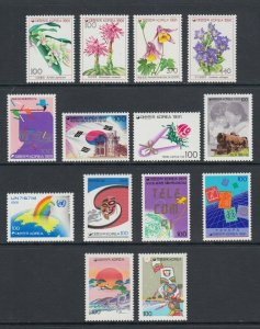 Korea Sc 1601/1671 MNH. 1991 issues, 10 complete sets, fresh, bright, VF