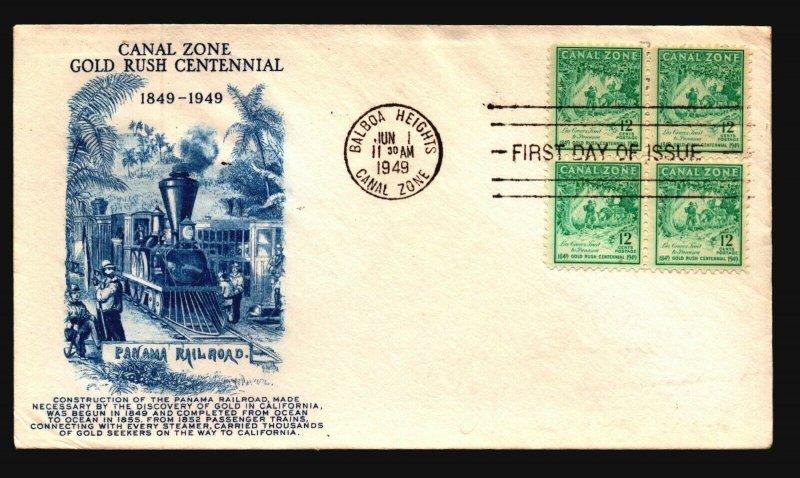 Canal Zone SC# 144 FDC / Block of 4 / Cacheted - L1606