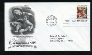 US 2427 Christmas 1989 Madonna & Child ADDR ArtCraft FDC