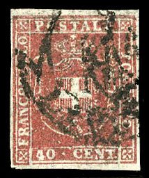 Italian States, Tuscany #21 (Sass. 21) Cat€500, 1860 40c rose, used, margin...