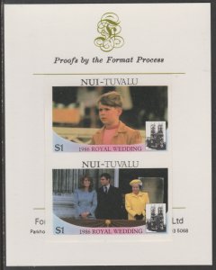 TUVALU 1986 WEDDING - ANDREW & FERGIE  imperf on FORMAT INTERNATIONAL PROOF CARD