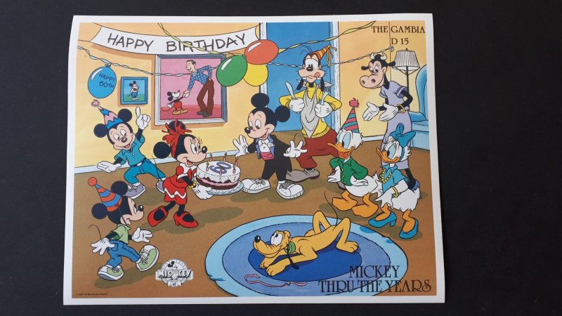 Disney - Gambia 1989. - 60th anniversary Mickey Mouse ** MNH Block imperforated