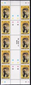 Gibraltar 1980 Lord Nelson (4) Traffic Light Gutter Pair Strip of 10  VF/NH