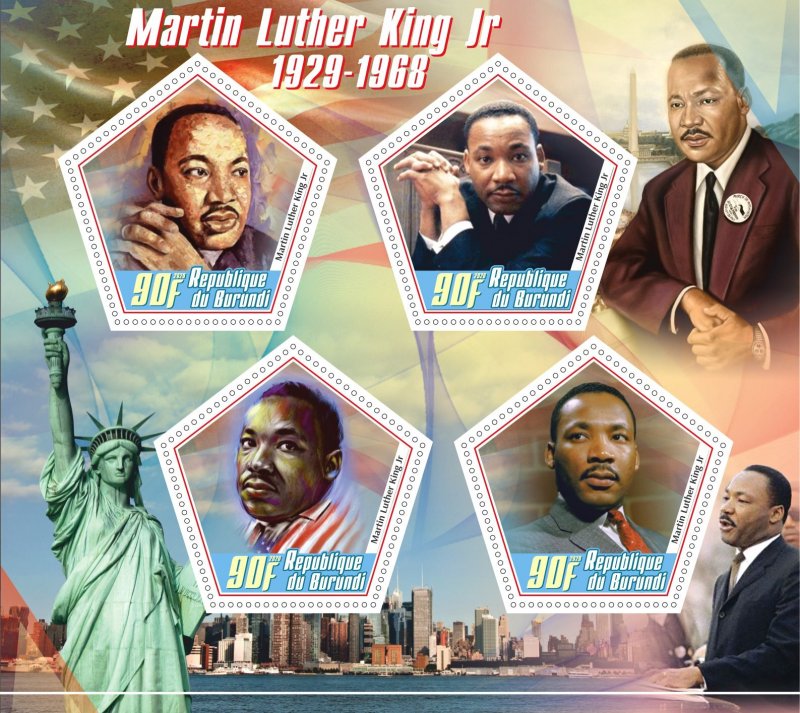 Stamps. Martin Luther King, Statue of liberty 2020 year 1+1 sheets perf Burundi