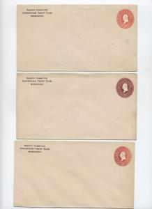 Group of 3 unused 1890s 2ct red envelopes inking varieties [y2766]