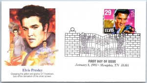 U.S. CACHETED FIRST DAY COVER ELVIS PRESLEY KING OF ROCK N' ROLL MEMPHIS TN 1993