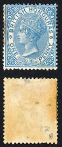 British Honduras SG17 1d Blue Wmk CA perf 14 M/M (stained at left) Cat 75 pounds