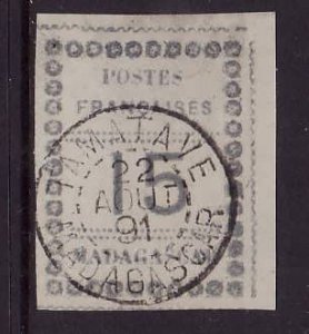 Madagascar Malagasy Republic-Sc#10-used 15c -dated 22 Aout 1891-