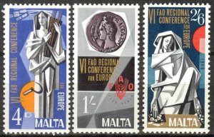 Malta 1968 European Regional conference for Food and Agriculture set of 3 MNH