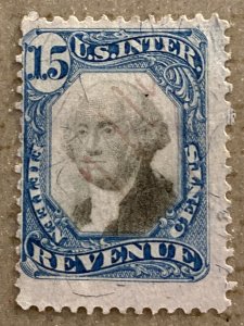 US R110 - 1871 15c US Internal Revenue Stamp - blue & black, Used