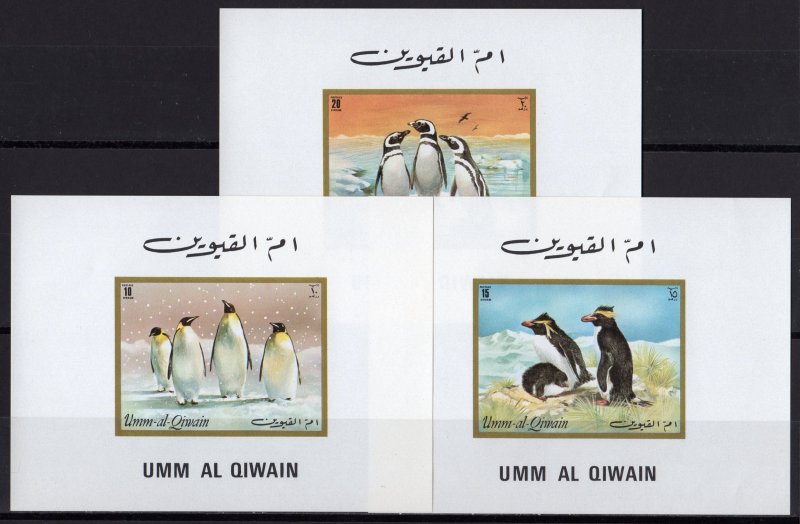 UMM AL QIWAIN 1972 Mi#630B/635B PENGUINS IN THE ANTARTICA 6 DELUXE S/S MNH