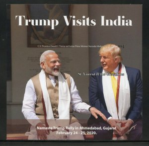 ST. VINCENT GRENADINES  2021 TRUMP VISITS INDIA IMPERFORATE S/HEET MINT NH