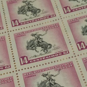 1000 stamps MNH Folklore horse breaking gaucho URUGUAY Sc #614 MNH wholesale 