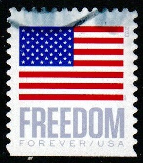 SC# 5791 - (63c) - Flag & FREEDOM USED BKLT - USPS right of lowest red stripe