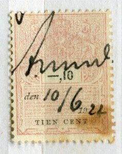 NETHERLANDS; Early 1900s early Revenue issue fine used 10c. value