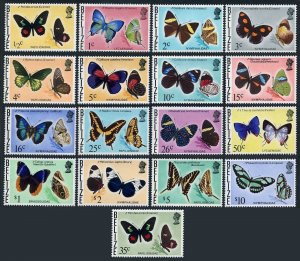 Belize 345-360, 355A, MNH. Michel 330-345, 370. Butterflies of Belize 1974-1977.