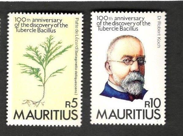 Mauritius SC #553-57 ANNIV. OF THRE DISCOVERY OF TUBERCLE BACILLUS MNH stamps