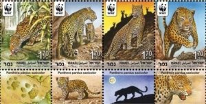 ISRAEL 2011 - Endangered Species - Leopards Set of 4 - Scott# 1876a-d - MNH