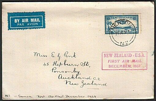 NEW ZEALAND 1937 First flight cover to Samoa...............................14816