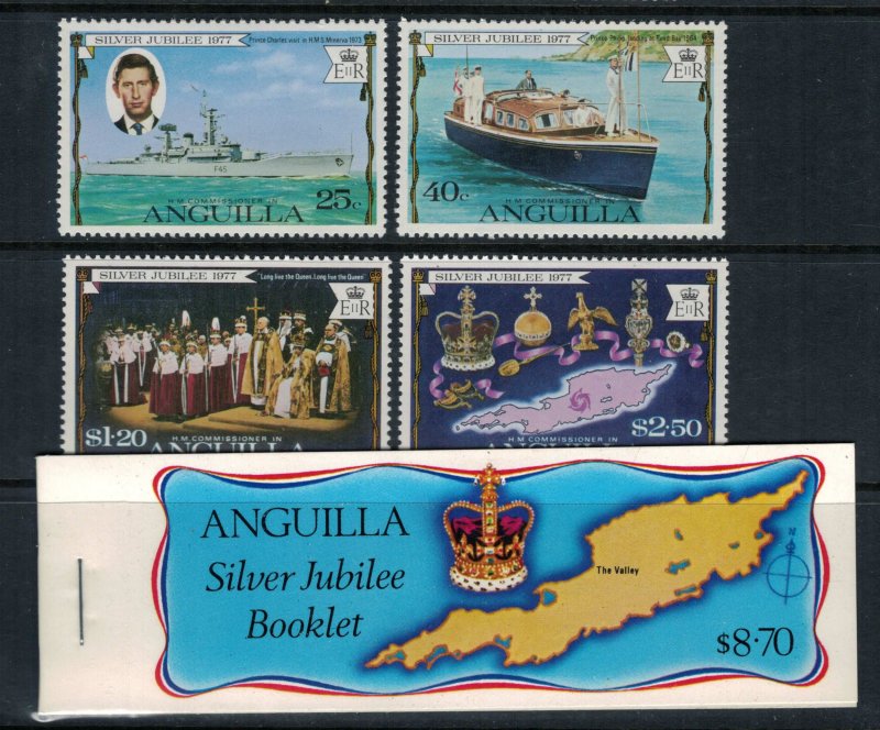 Anguilla #271-4* NH  Plus booklet  CV $4.10  Queen Elizabeth Silver Jubilee