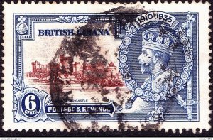 BRITISH GUIANA 1935 KGV 6c Brown & Deep Brown Silver Jubilee SG302 Used