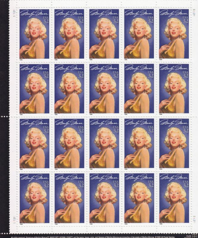 USA SC#2967 Legends of Hollywood -  Marilyn Monroe Full Sheet (1995) MNH