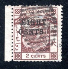 North Borneo  #4  F/VF Used, tiny thin,   CV $210.00   ....   4450002