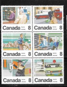 Canada  #639a 8c Postal Service   Block  of 6 (MNH) CV $2.25