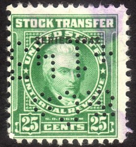 1942, US 25c, Stock transfer, Used, Sc RD123