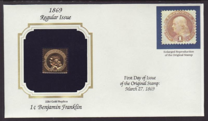 US 1 Cent Ben Franklin Gold Foil Cover BIN