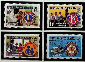 TURKS & CAICOS ISL. Sc 452-6 NH SET+S/S OF 1980 - LIONS & ROTARY INT'L