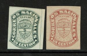 Colombia SC# 66 & 67 Reprints / No Gum - S10259