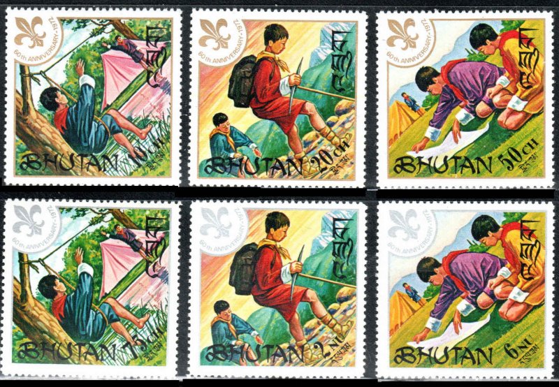 Bhutan  #134-139  Scouts Mint NH CV $3.90