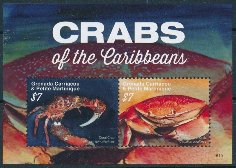 [109028] Gren. Carriacou & Petite Martinique 2016 Marine life crabs Sheet MNH