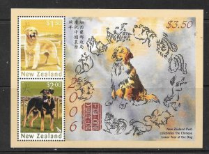 NEW ZEALAND SGMS2845 2006 YEAR OF THE DOG MNH