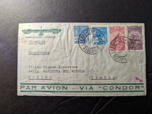 1932 Brazil Airmail LZ 127 Graf Zeppelin Cover Porto Alegre to Torino Italy