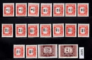 $1 World MNH Stamps (2695) Hungary Magyar Scott J210-27, MNH see image