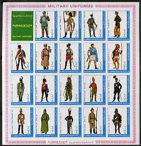 Ajman 1972 Military Uniforms #1 complete imperf set of 19...