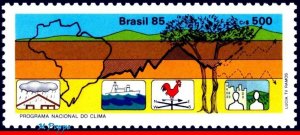 1975 BRAZIL 1985 NATL. CLIMATE AWARENESS PROGRAM, MAPS, TREE, RHM C-1443, MNH