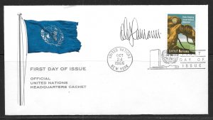 United Nations NY 160 Observers  Headquarters Cachet FDC Signed by Designer